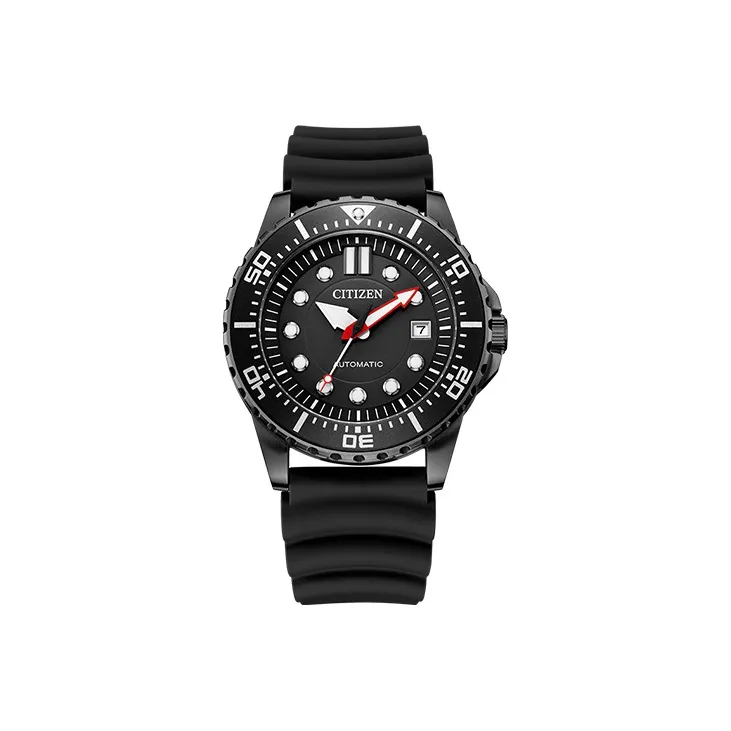 CITIZEN Mechanical Movement Rubber Strap Watch Men's Watch Black Dial