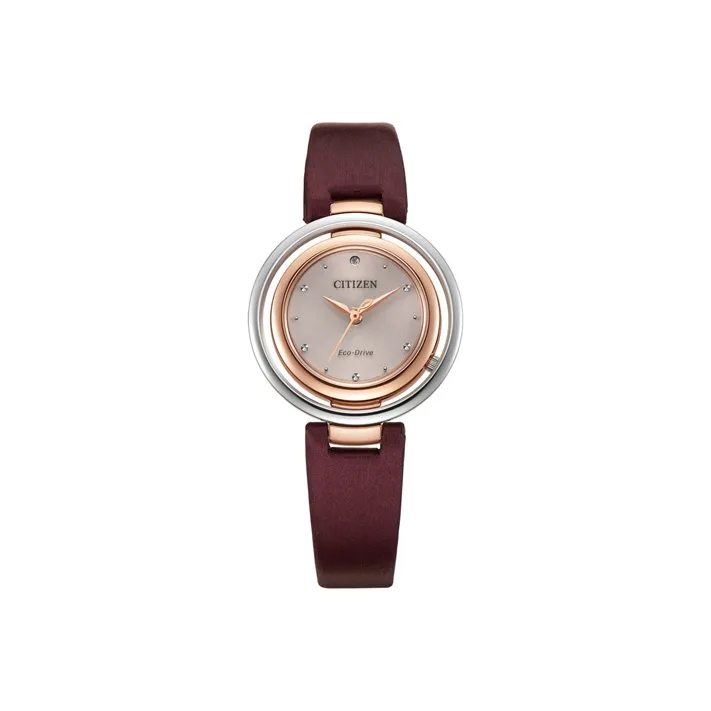 CITIZEN Ecology Drive Collection Светильник Кварцевый механизм Естественная кожа Ремешок Часы Женские Золотистый циферблат