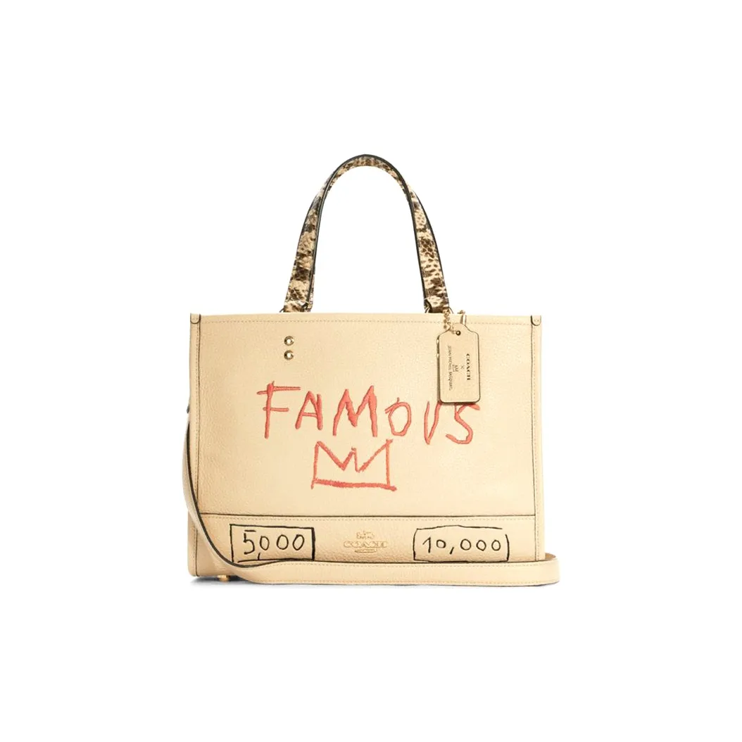 COACH Basquiat Collaboration Dempsey PVC Tote Bag, Shopping Bag, Crossbody Bag, Handbag Women's Ivory White