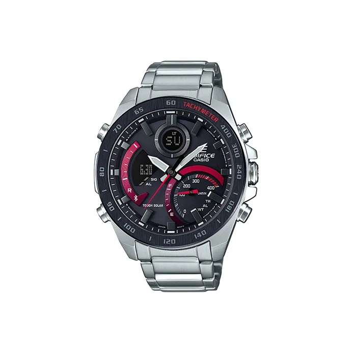 CASIO Edifice Collection Солнечный кварцевый механизм механизм нержавеющая сталь ремешок часы для мужчин черный циферблат