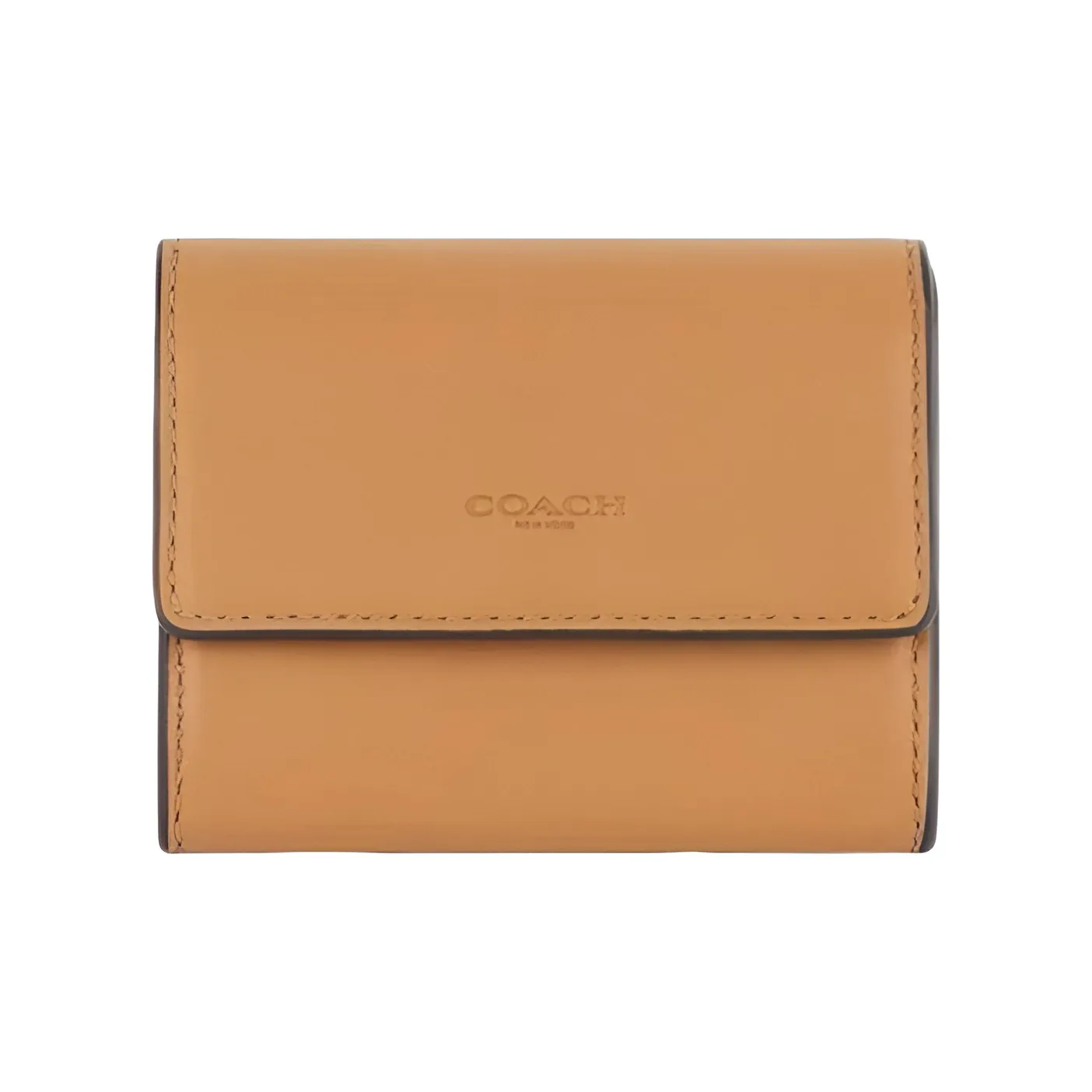 COACH Smooth Leather Card Holder Mini Women's Light Saddle