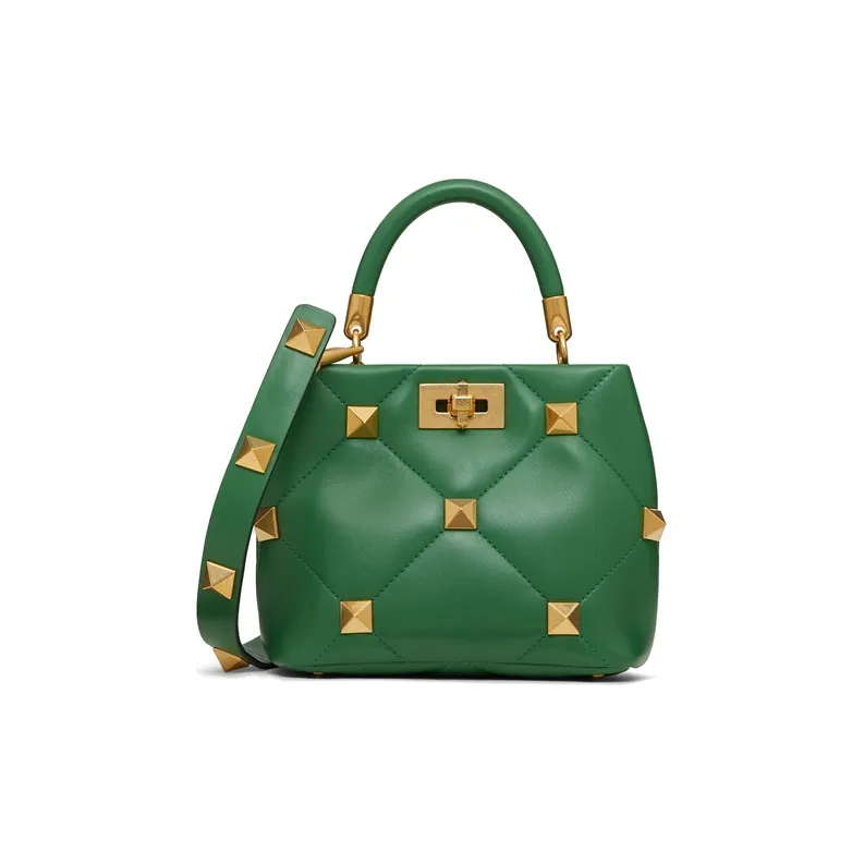 Valentino Roman Stud Sheepskin Shoulder Bag, Crossbody Bag, Handbag Small Women's Green