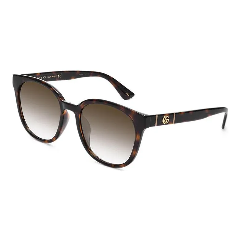 GUCCI Plate Frame Oval Sunglasses Women's Tortoiseshell