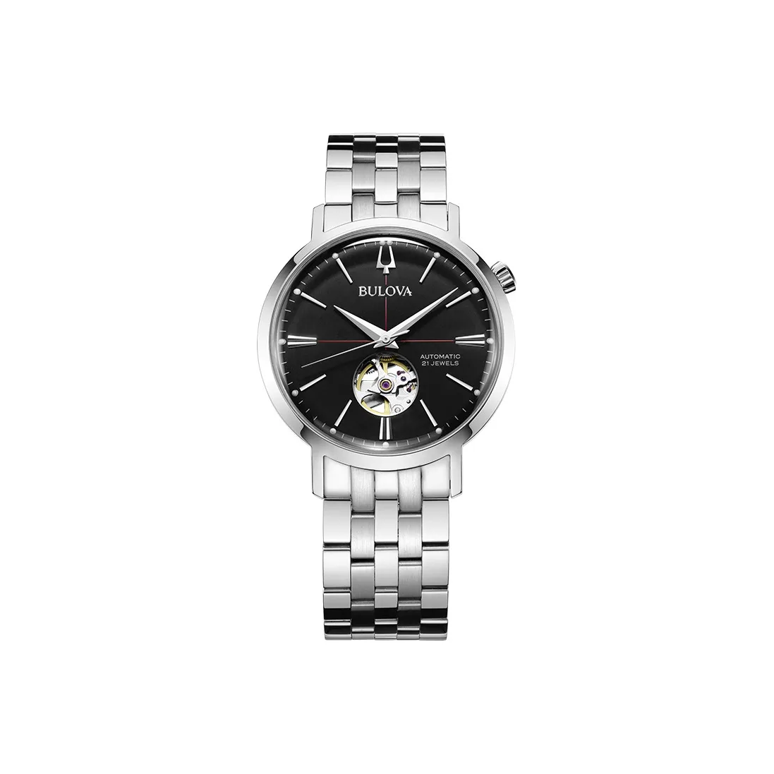 BULOVA Classic Gentleman Collection Wrist Watch Mechanical Movement Stainless Steel Strap Black Dial Men's Watches