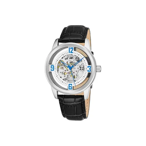 STUHRLING Автоматический Механический Movement Мужские Легендарная Коллекция Часы 42 мм Серебряные