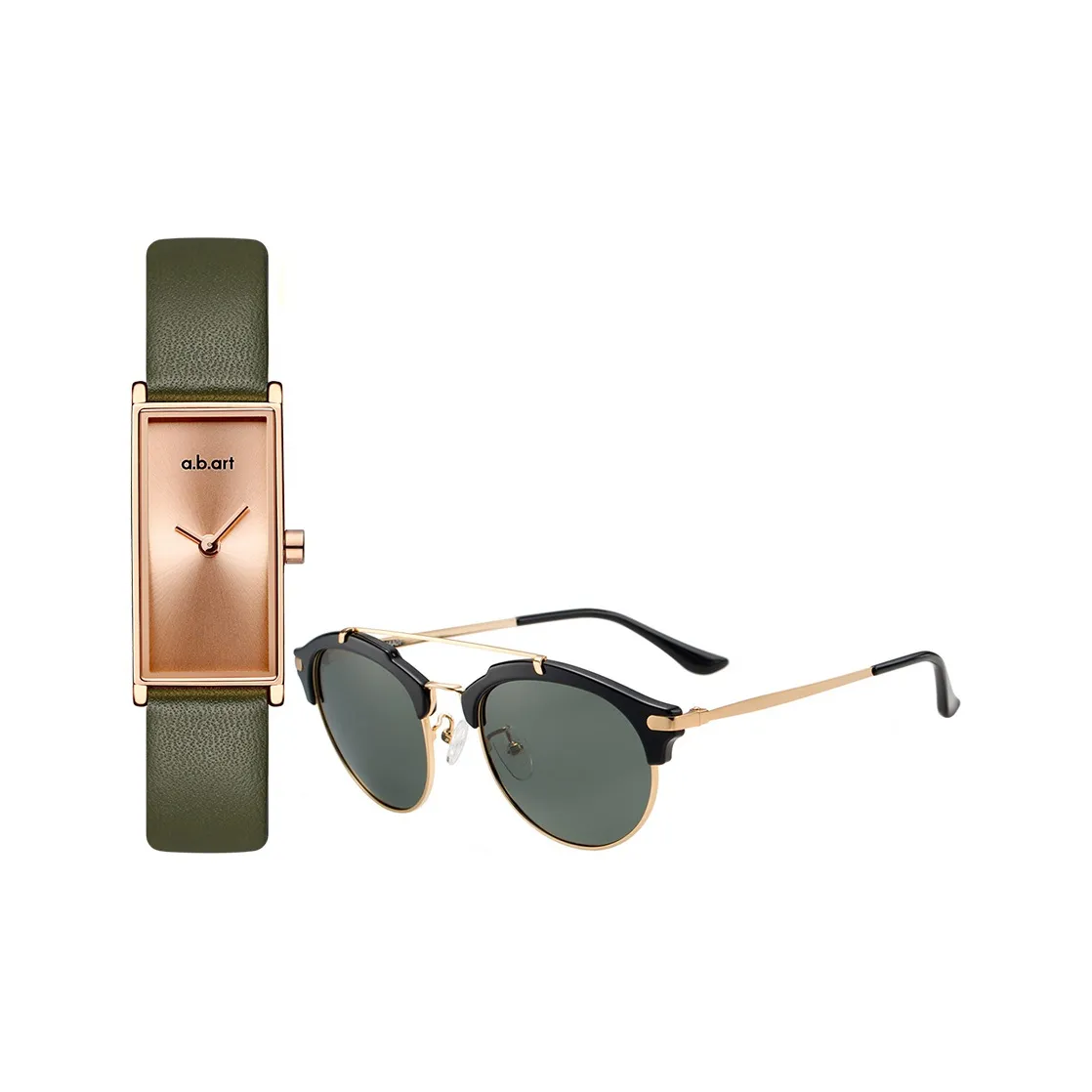 a.b.art Women's Watch Кварцевый механизм Естественная кожа Ремешок Золотистый циферблат I503+AS1606 02