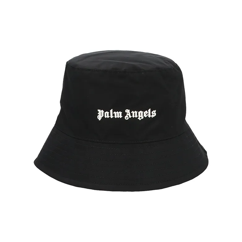 PALM ANGELS Embroidered Gothic Intarsia Logo Bucket Hat