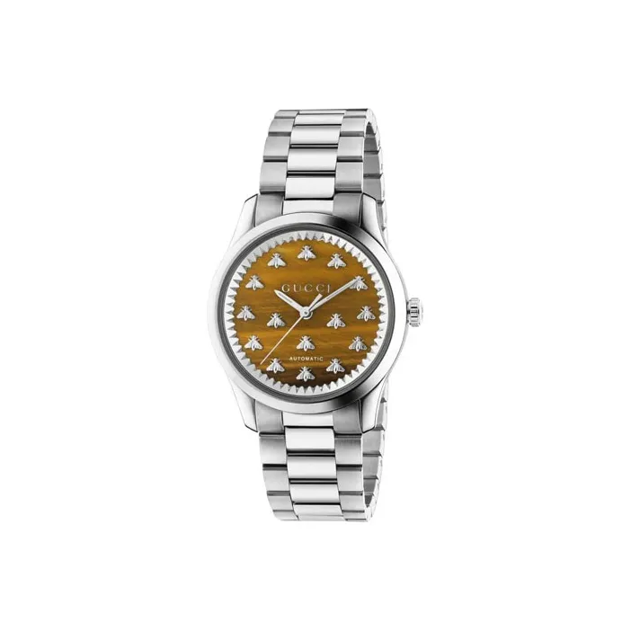 GUCCI G parade Collection Wrist Watch Automatic Mechanical Movement Stainless Steel Watchband Gold Dial Men's Watches