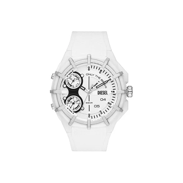 DIESEL Мужские часы Кварцевый механизм Смольный ремешок Белый циферблат DZ1988