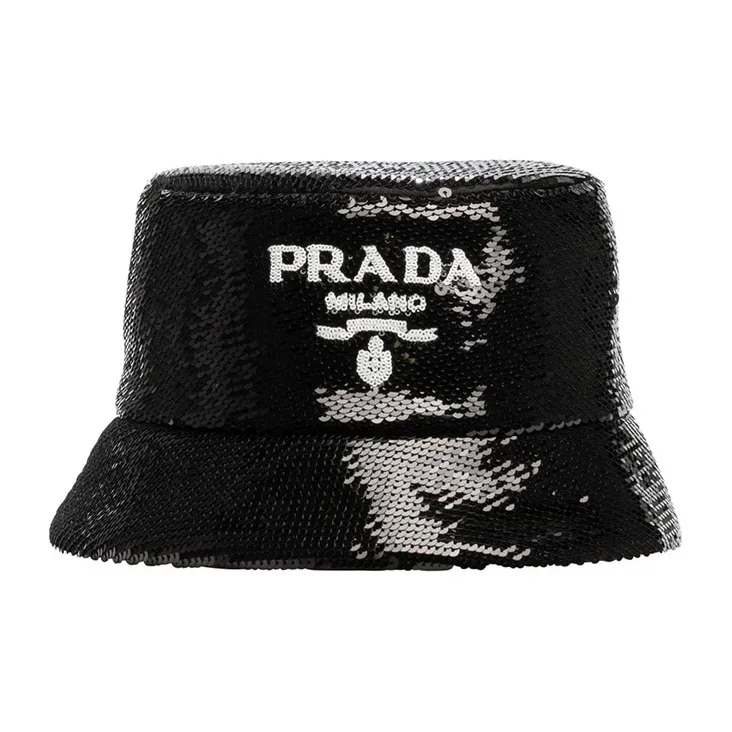 PRADA Sequins Logo Bucket Hat