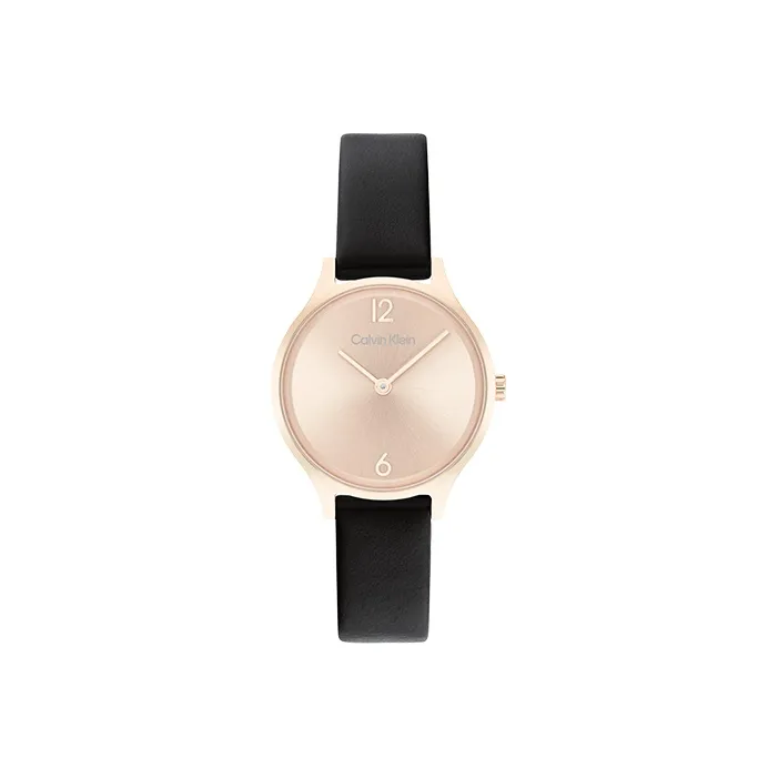 CALVIN KLEIN Women's Watch Кварцевый механизм Кожаный ремешок 28 мм Золотой циферблат