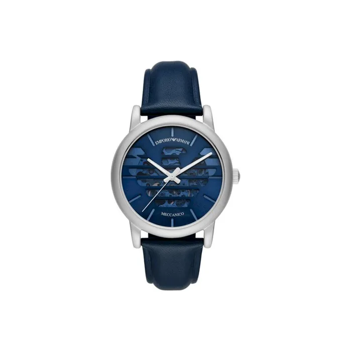 EMPORIO ARMANI Wrist Watch Automatic Mechanical Movement Leather Watch Bands Blue Dial Men's Watches AR60030