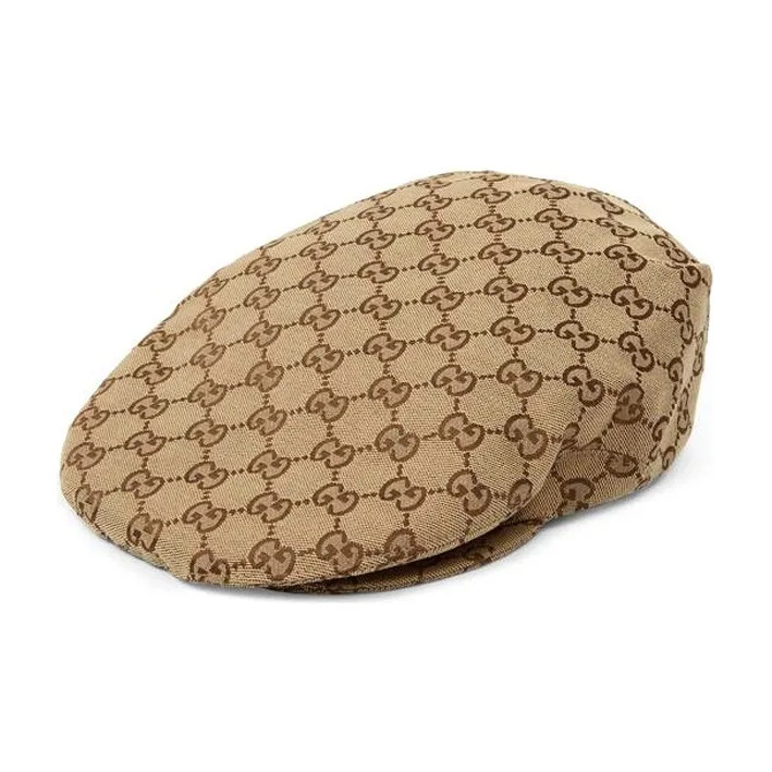 GUCCI Cotton Baseball Caps Men
s Beige And Dark Brown