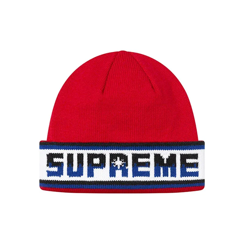 Supreme Акриловые шапки-бини унисекс красный черный зеленый серый
