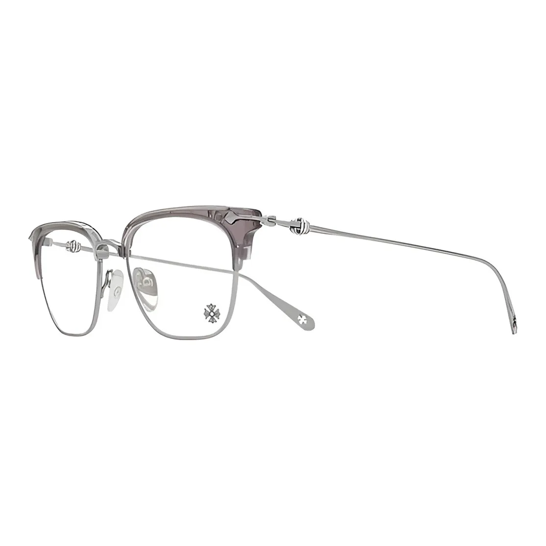 Chrome Hearts 925 Sterling Silver Square Eyeglass Frames Unisex Silver Gray