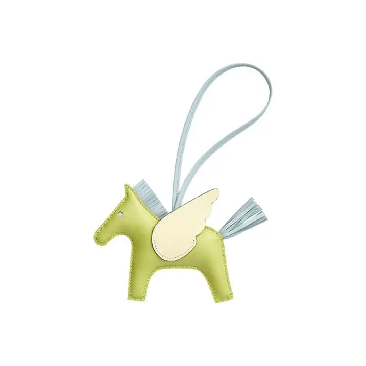 HERMES Rodeo Pegase Lambskin Keychains Unisex Green