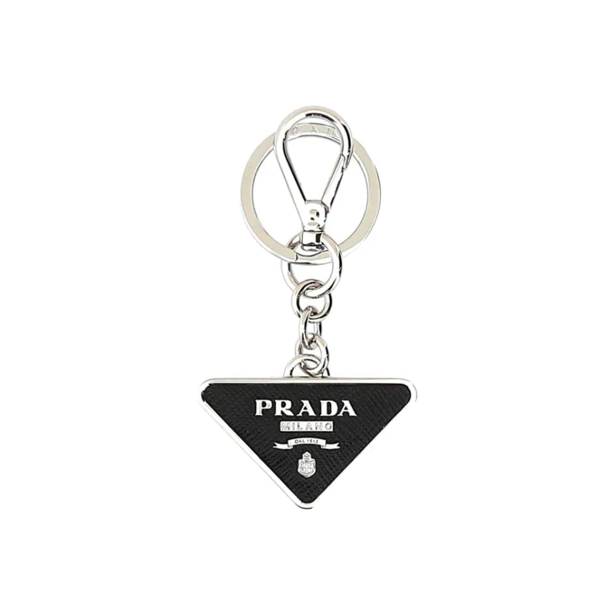PRADA Triangle Logo Plaque Keyring