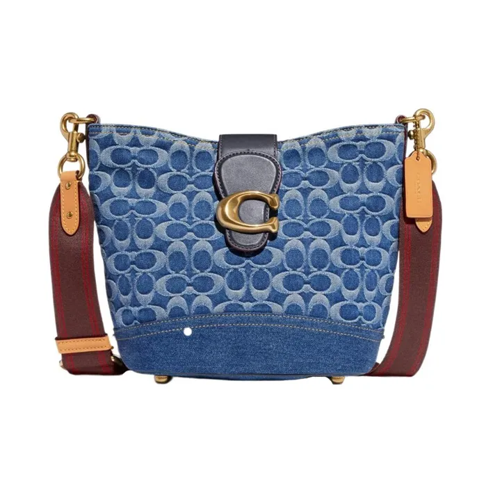 COACH TALI Деним Сумка-ведро Сумка через плечо Сумка на плечо Женская Джинсовый Синий