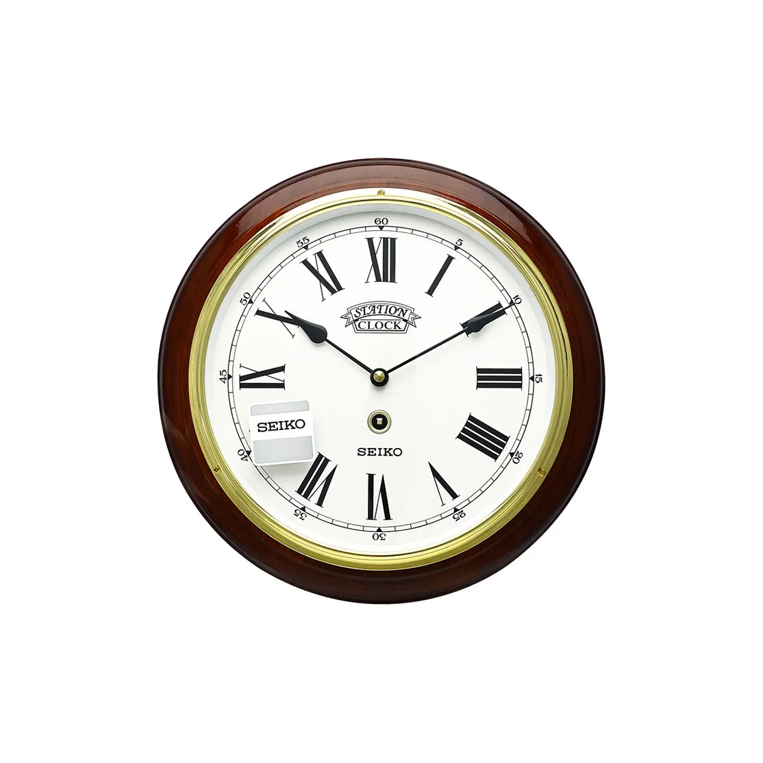 SEIKO Кварцевый механизм Деревянный корпус Часы Стена Унисекс Белый циферблат QXA143B