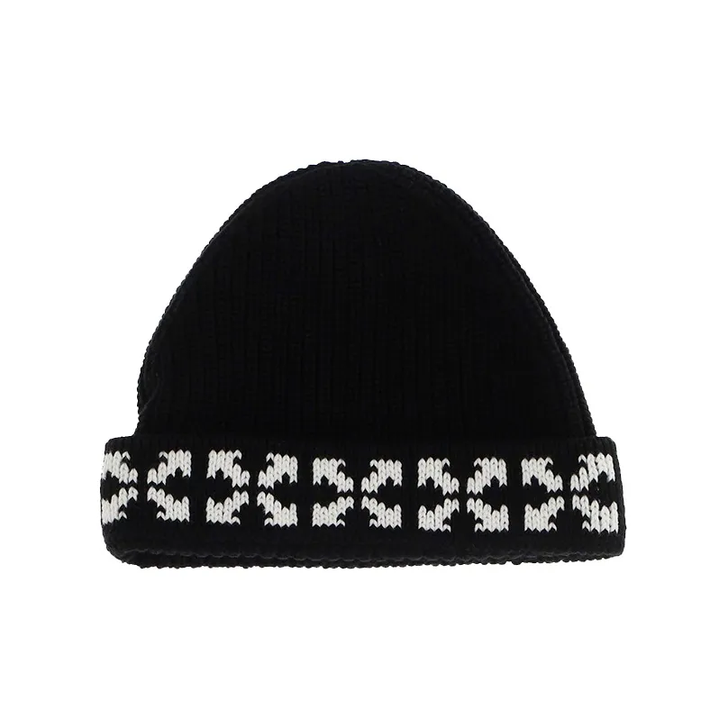 Off Белый Хлопок Шапка-бини Черный Детский