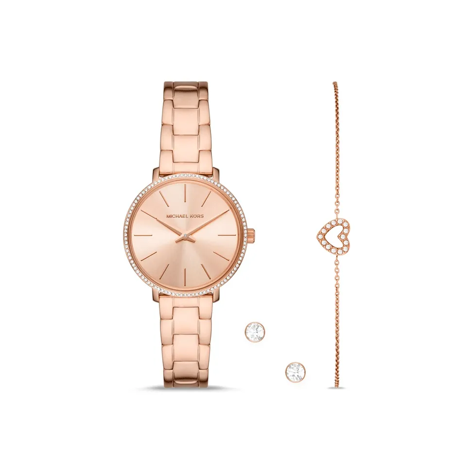 MICHAEL KORS PYPER Коллекция Наручные часы Кварцевый механизм Ремешок из нержавеющей стали Золотой циферблат Женские часы MK1040