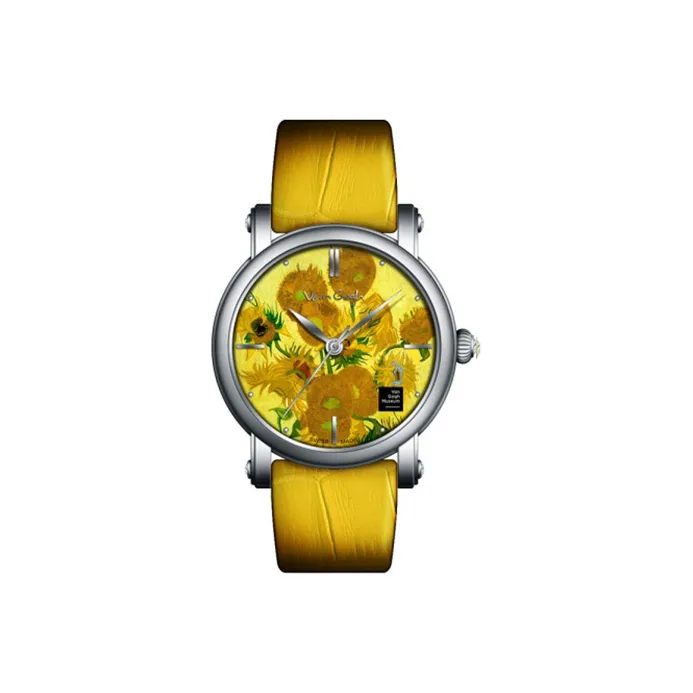 Коллекция VAN GOGH Наручные часы Кварцевый механизм Естественная кожа Ремешок Серебристый циферблат Женские часы Lady13YX