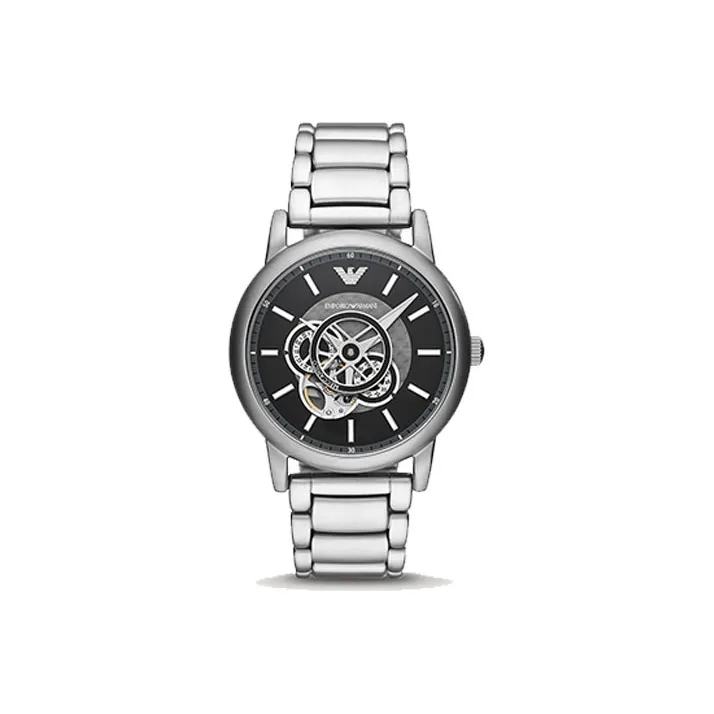 EMPORIO ARMANI Wrist Watch Automatic Mechanical Movement Stainless Steel Strap Black Dial Men's Watches AR60021