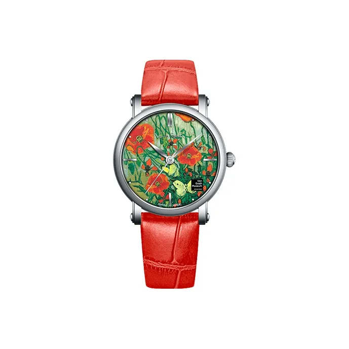 Коллекция VAN GOGH Наручные часы Кварцевый механизм Естественная кожа Ремешок 36 мм Многоцветный циферблат Женские часы Lady15
