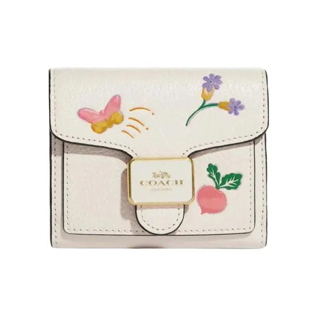 COACH Leather Wallet Mini Women's White