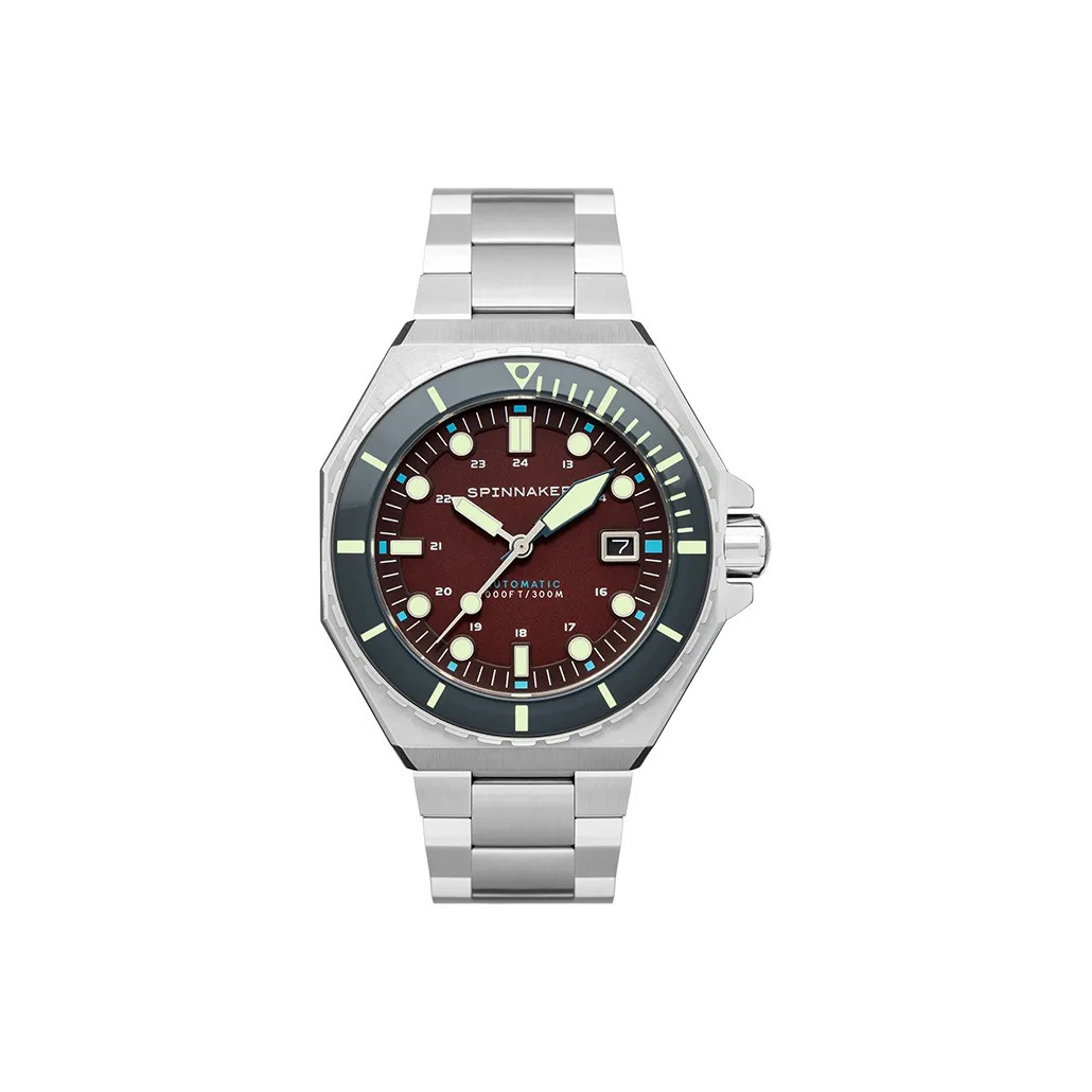 SPINNAKER Dumas Collection Wrist Watch Automatic Mechanical Movement Stainless Steel Strap Red Watch Dial Men's Watches