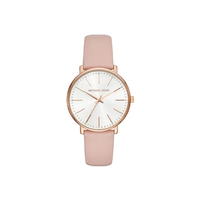 MICHAEL KORS Наручные часы Кварцевый механизм Кожаный ремешок 38 мм Белый циферблат Женские часы