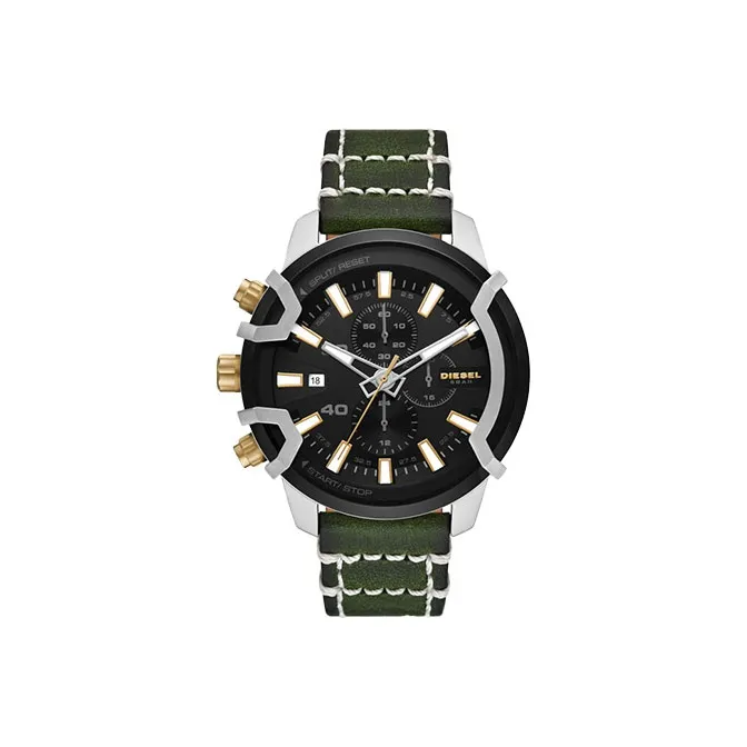 DIESEL Мужские часы Кварцевый механизм Кожаный ремешок Черный циферблат Часы DZ4585