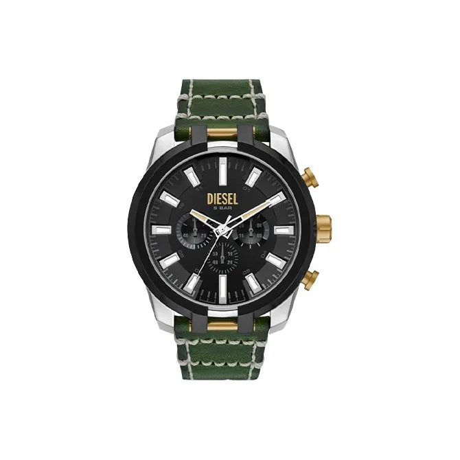 DIESEL Мужские часы Кварцевый механизм Кожаный ремешок Черный циферблат Часы DZ4588