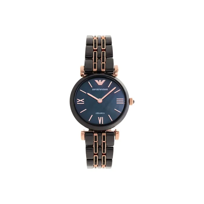 EMPORIO ARMANI Наручные часы Кварцевый механизм Керамика Нержавеющая сталь Ремешок Черный циферблат Женские часы AR70005