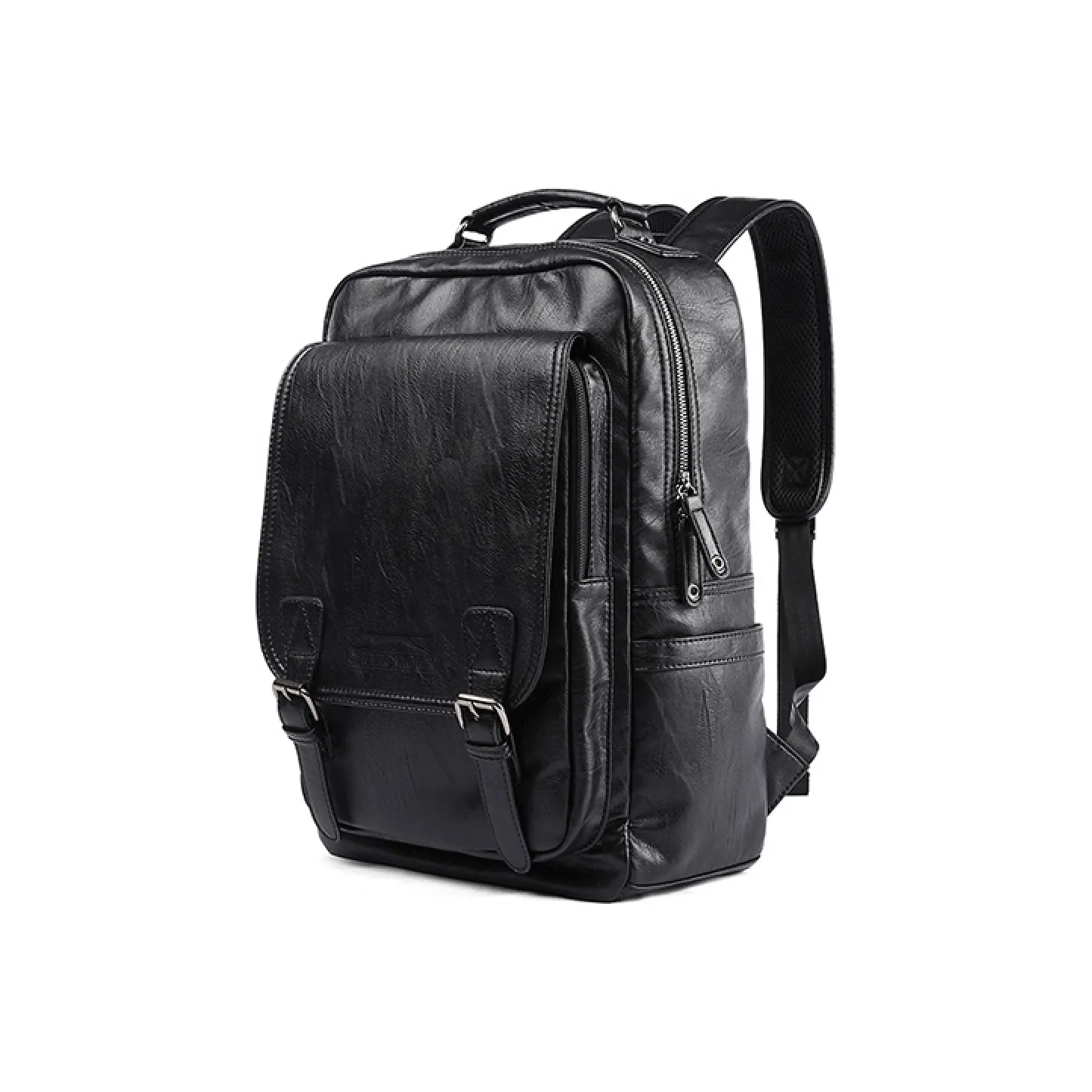 Slazenger ПВХ Мягкая Кожа Ноутбук Сумка Рюкзак Мужской Крутой Черный