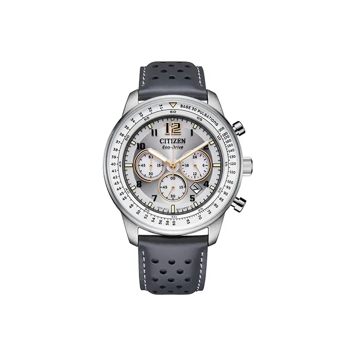 CITIZEN FF Collection Светильник Кварцевый механизм Коровья кожа Ремешок Часы Мужские Циферблат Серый CA4500 24H