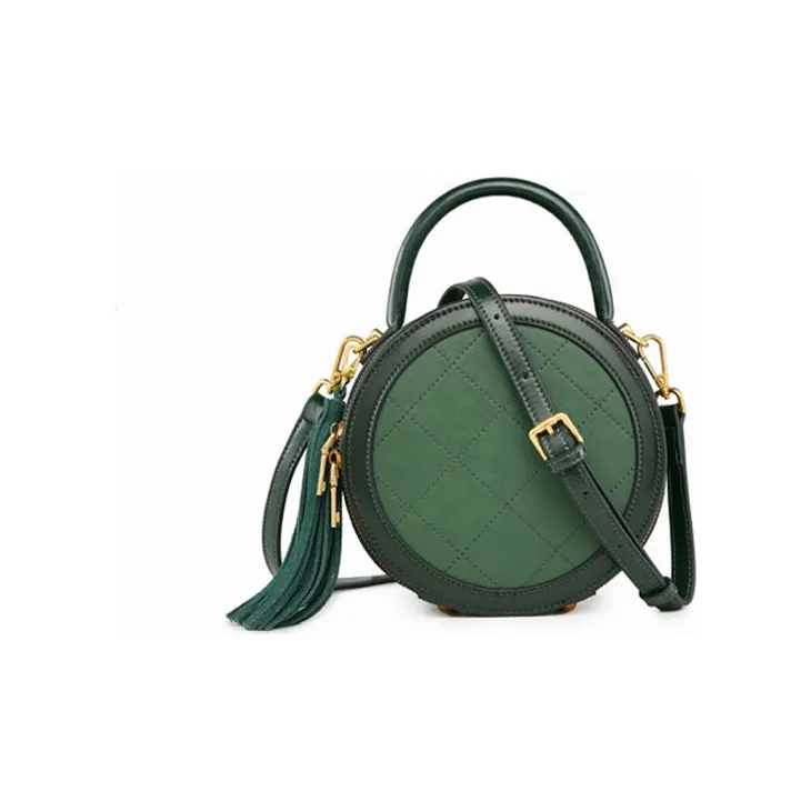 DEERE JACK Cow Leather Small Round Bag, Handbag, Shoulder Bag, Crossbody Bag Regular Women's Green
