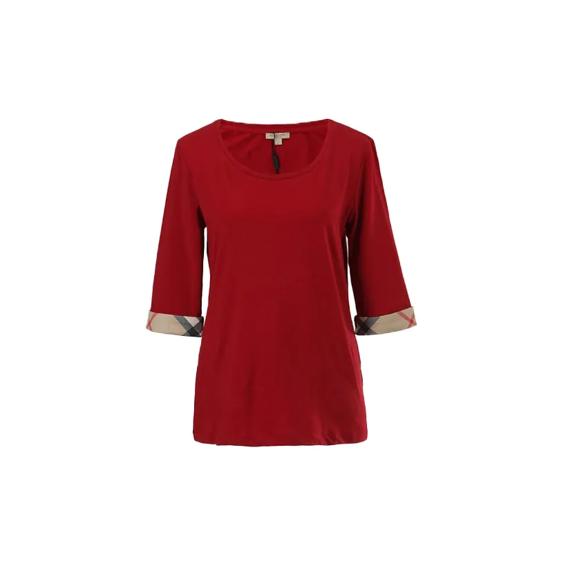 Burberry Women's Cotton Half Sleeve Shirt Red  