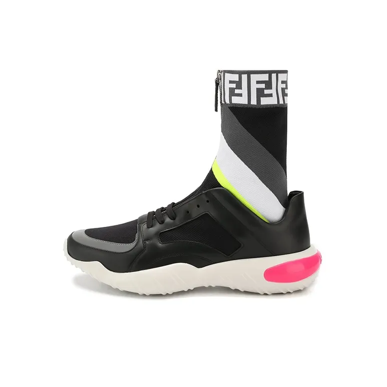 FENDI Cushioning Anti Slip And Wear Resistant High Top Casual Shoes Men's Black