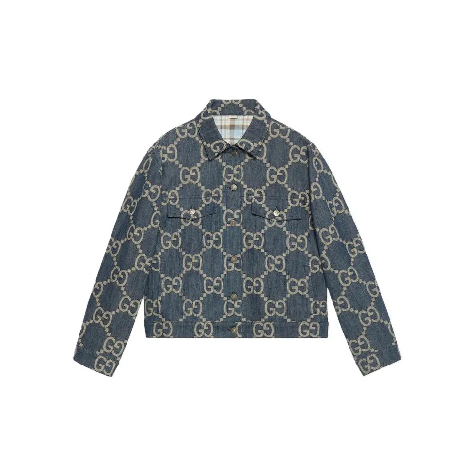 GUCCI Women's Gg Denim Jacket Blue/Ivory