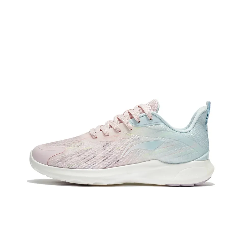 LiNing Slip Resistant Breathable Lightweight Low Top Casual Running Shoes Women's Pink Blue