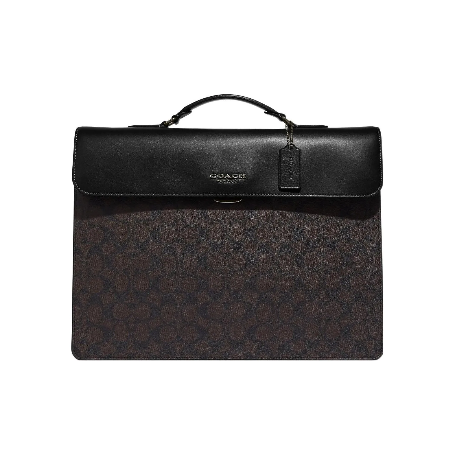 COACH Graham Coated Canvas With Calfskin Handbag Briefcase Tubas Men's Black & Dark Khaki