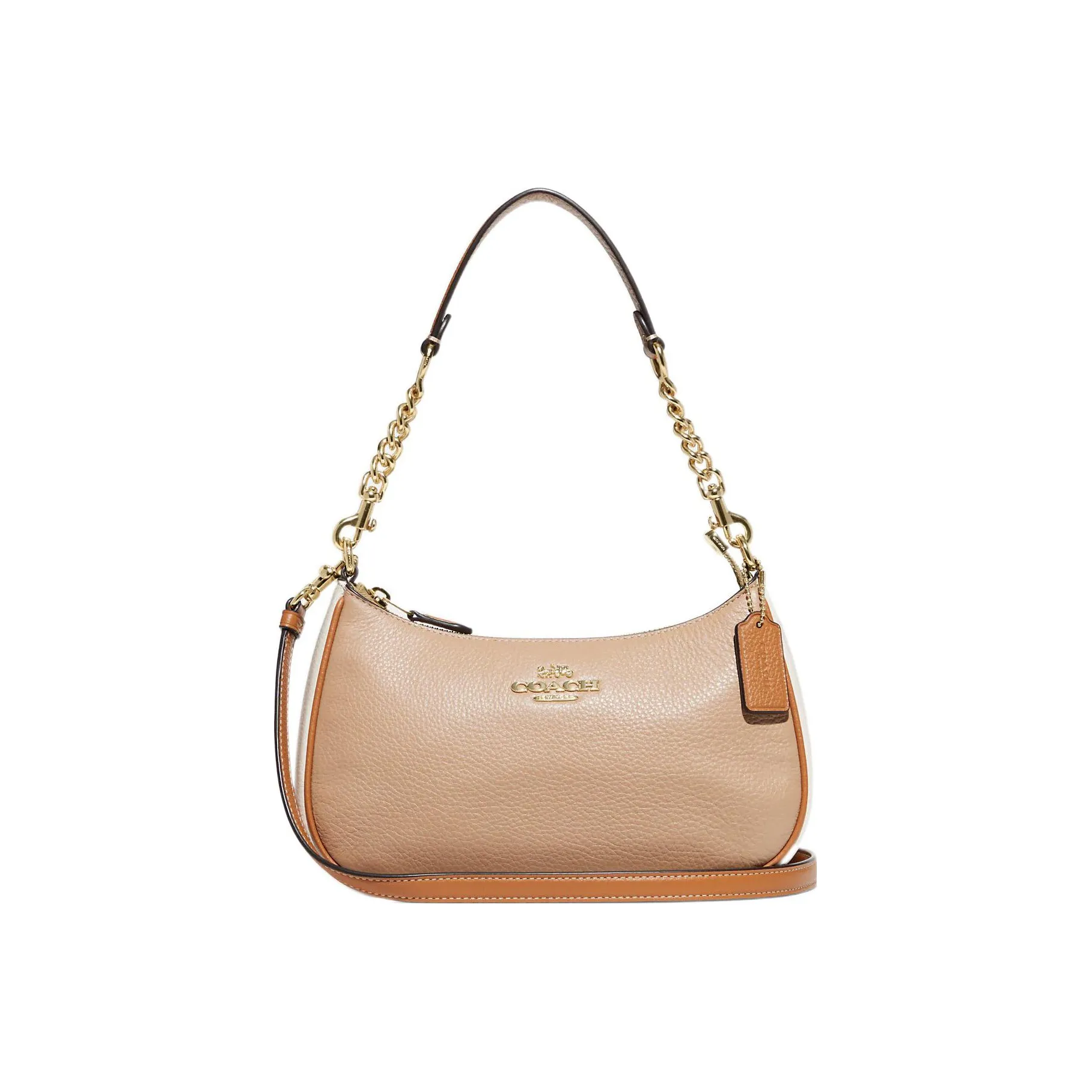 COACH Teri Кожа Плечевая Сумка Ручная Сумка Сумка через плечо Плечевая Сумка Женская Золото Тауповый Многоцветный