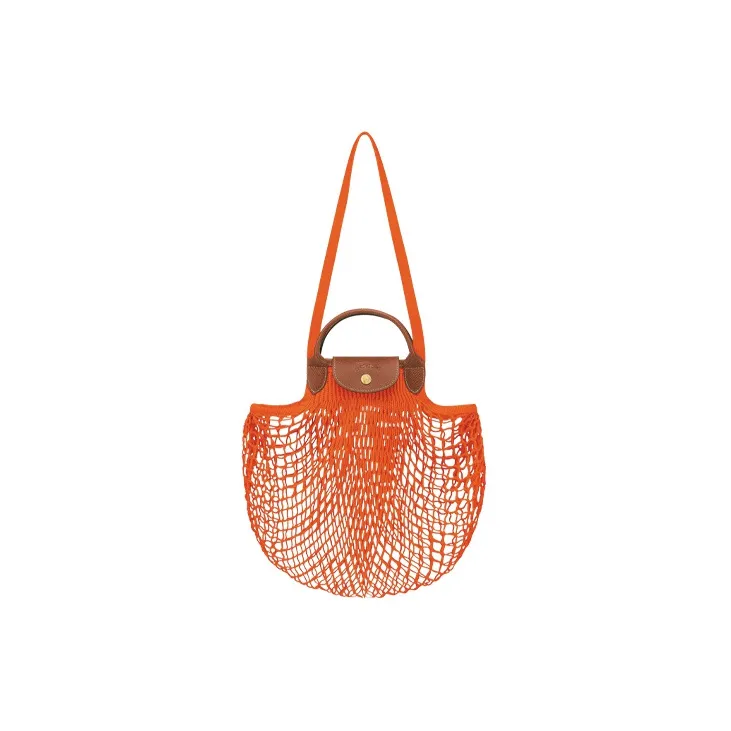LONGCHAMP Le Pliage Filet Коровья кожа Сумка через плечо Сумка Большая Женская Апельсин