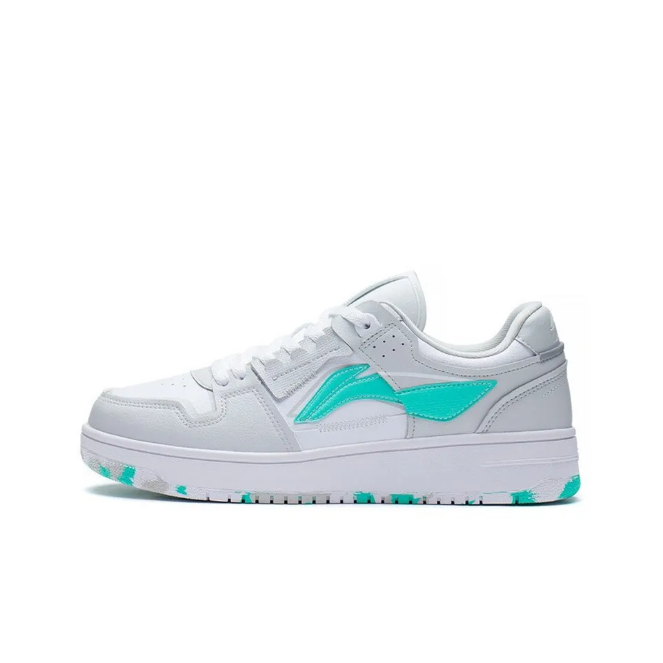 LiNing Tianji Anti Slip And Wear Resistant Lightweight Low Top Skateboard Shoes Men's White Gray Green