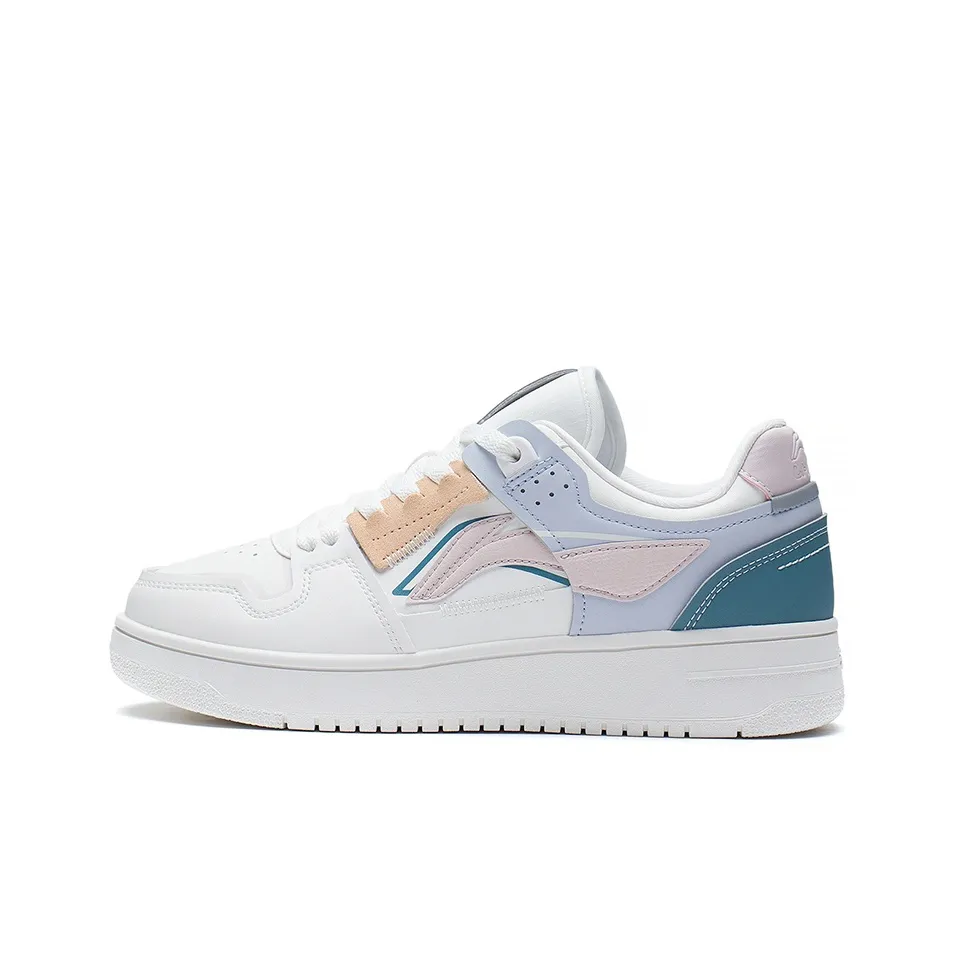 LiNing Slip Resistant, Abrasion Resistant, Lightweight Low Top Skateboard Shoes Women's White Blue