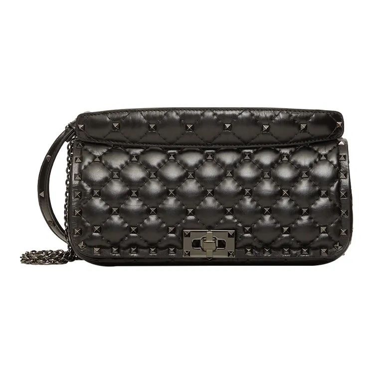 Valentino ROCKSTUD SPIKE Quilting Calfskin Crossbody Clutch, Handbag, Shoulder Bag Women's Black