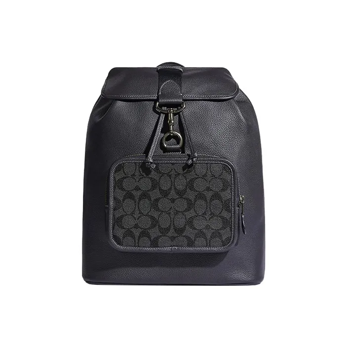 COACH Sullivan Coated Canvas With Pebbled Leather Backpack Large Size Men's Black