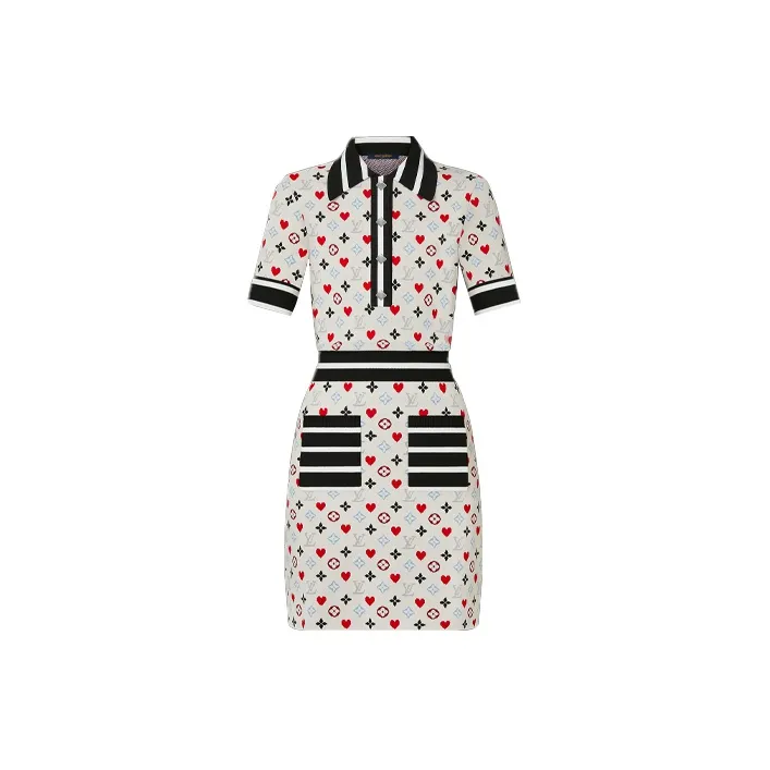 LOUIS VUITTON Short Sleeved Dresses Women's White