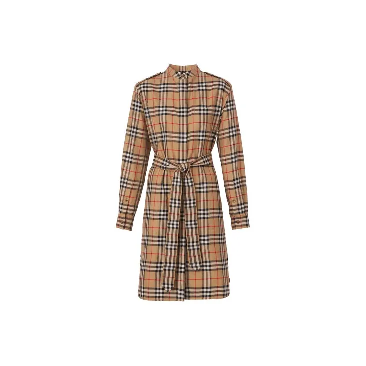 Burberry Kari Vintage Checked TIe Waist Shirt Dress